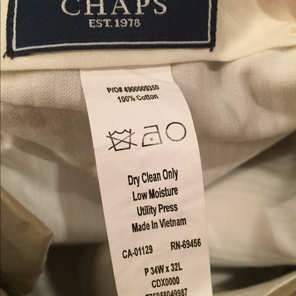🌀MEN’S 100% Cotton Cuffed Chaps Khakis 34w… - Picture 2 of 5